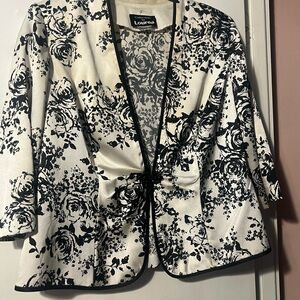 Lourea Black and White Floral Blazer